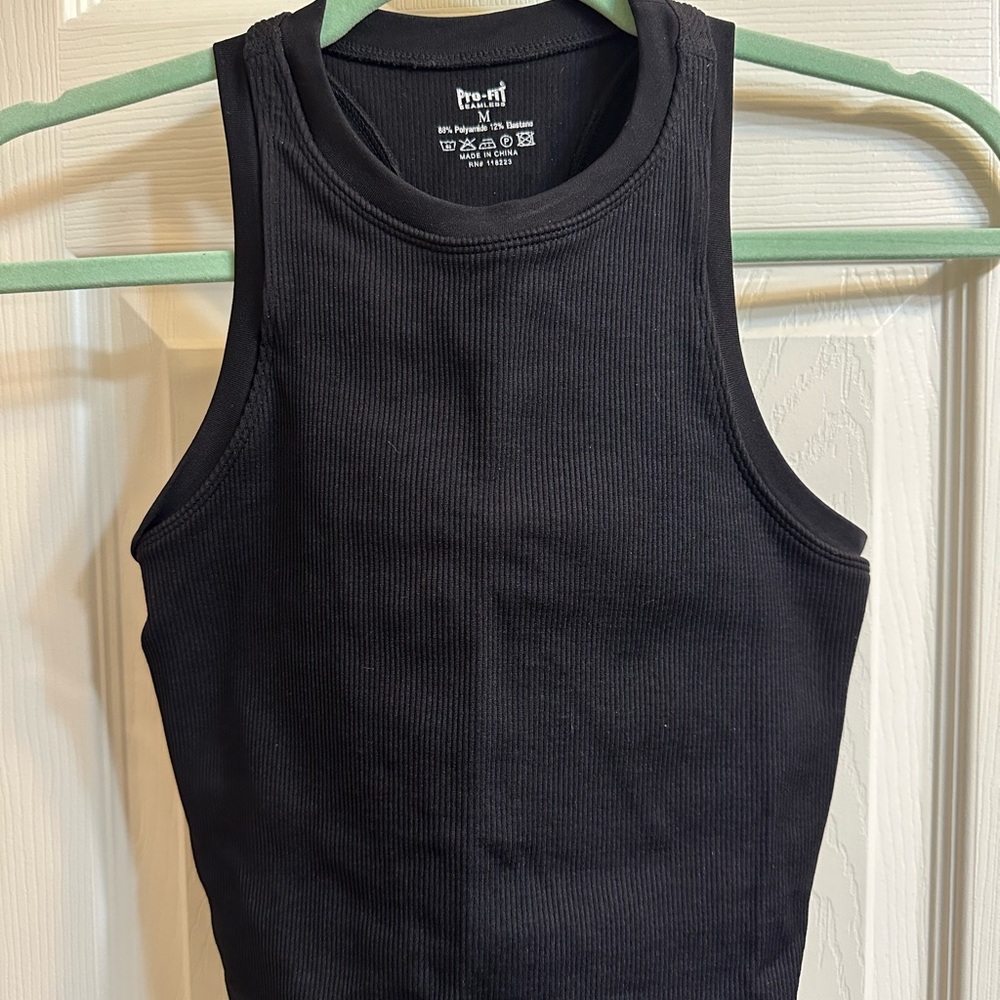 Black Ribbed Tank Top